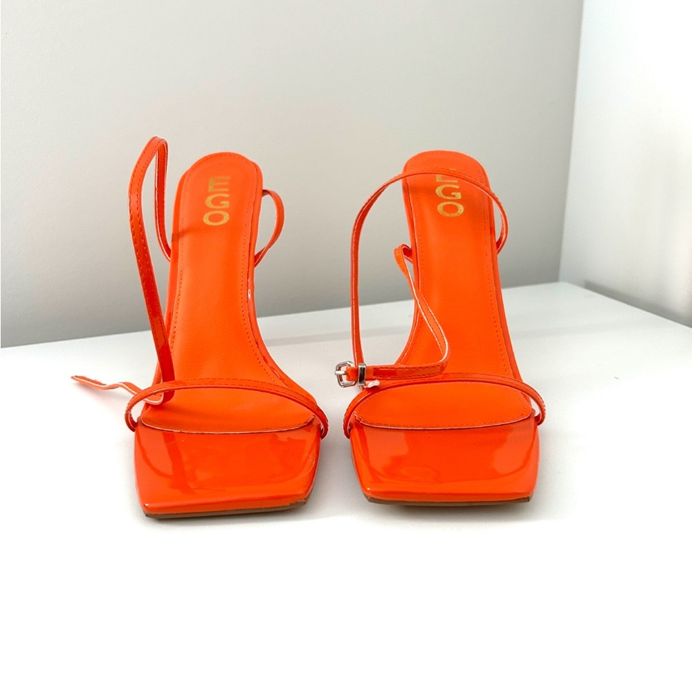 🔥Bold Orange strappy heels-Square toe high heel sandals that command attention
